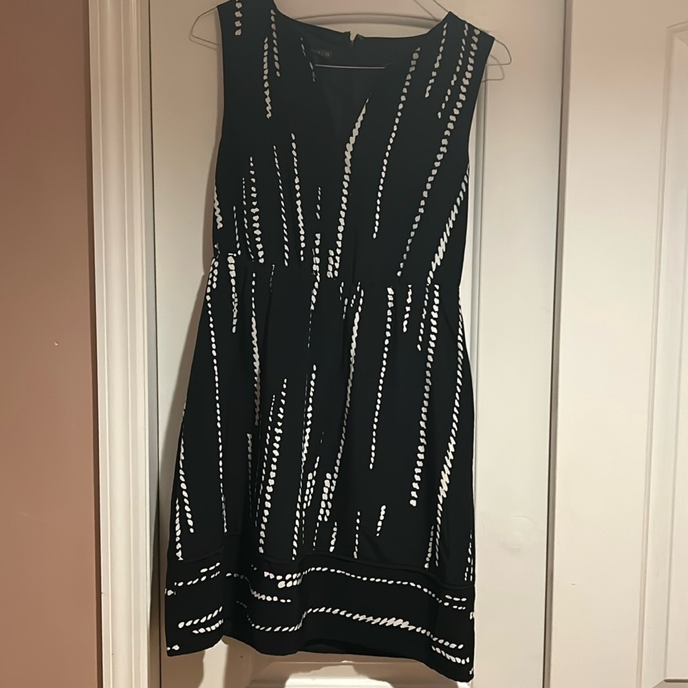 Black and white party dress. Pre owned. Gathered waist.